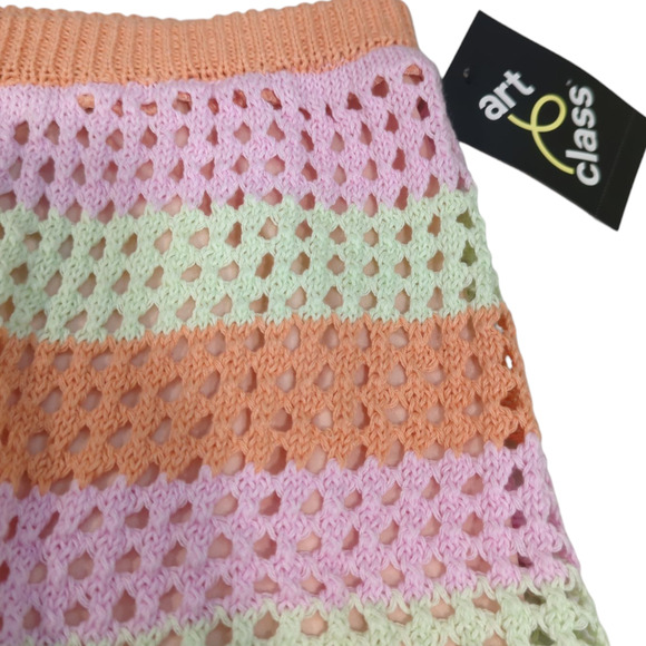 ART CLASS Orange Striped Crochet Lined Shorts Girls Size Medium 8 NEW Summer - Picture 4 of 8